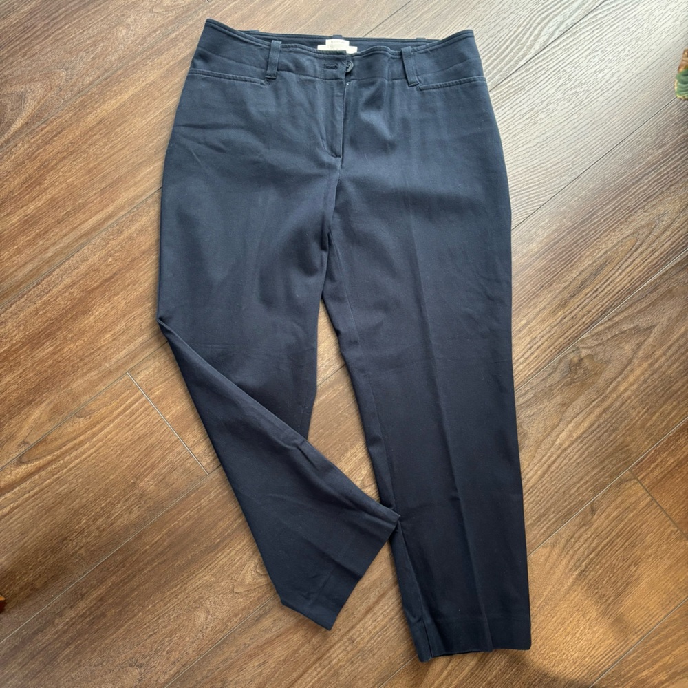 Talbots Signature Pants Sz 8 Navy Mid Rise Straight Leg Dress Pants Flat Front